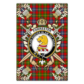 Forrester Tartan Crest Black Garden Flag - Gold Thistle Style